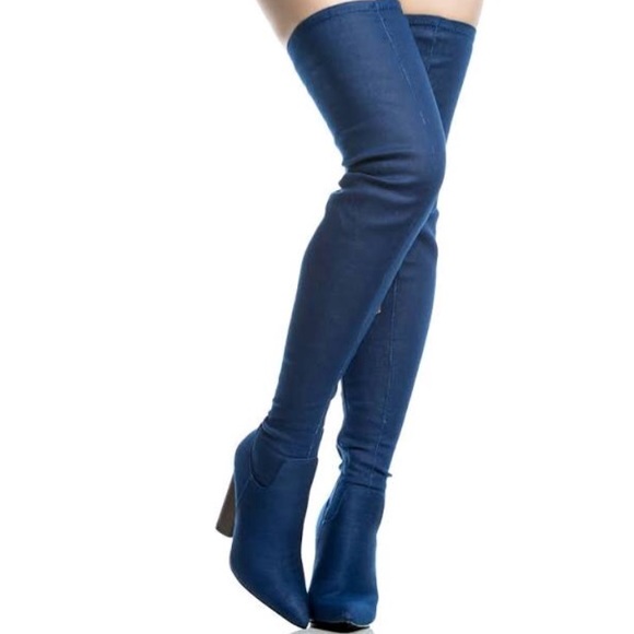 Shoes - Over the knee denim boots